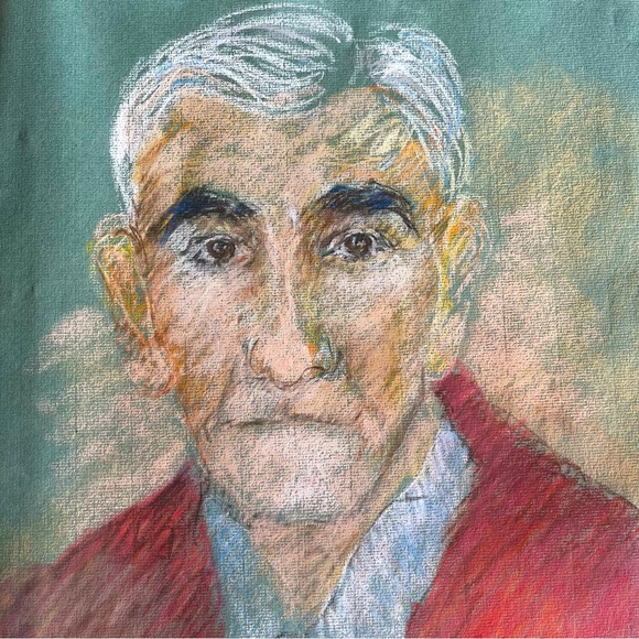 Original Art - Portrait of a Man - Chalk Drawing Unsigned Vintage Framed Picture - Picture 2 of 5